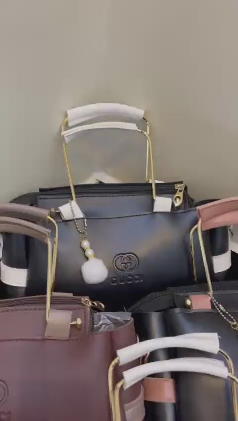 Girls Rexine plainhand bag set